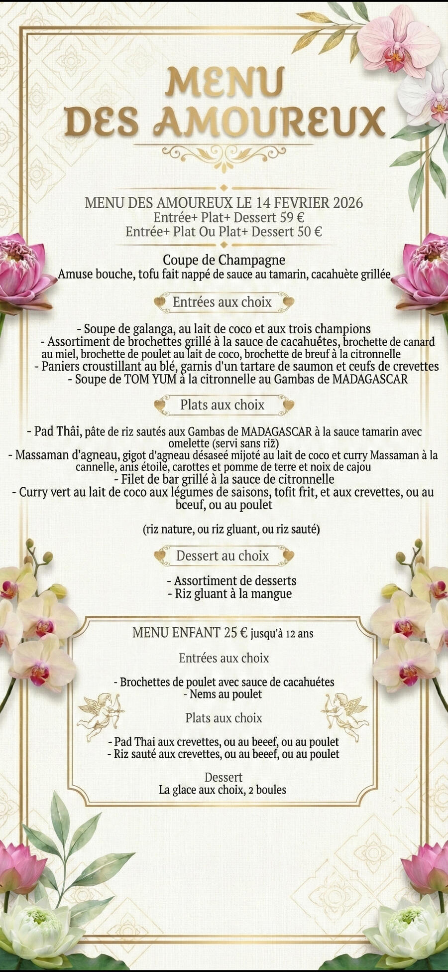 Menu Saint Valentin